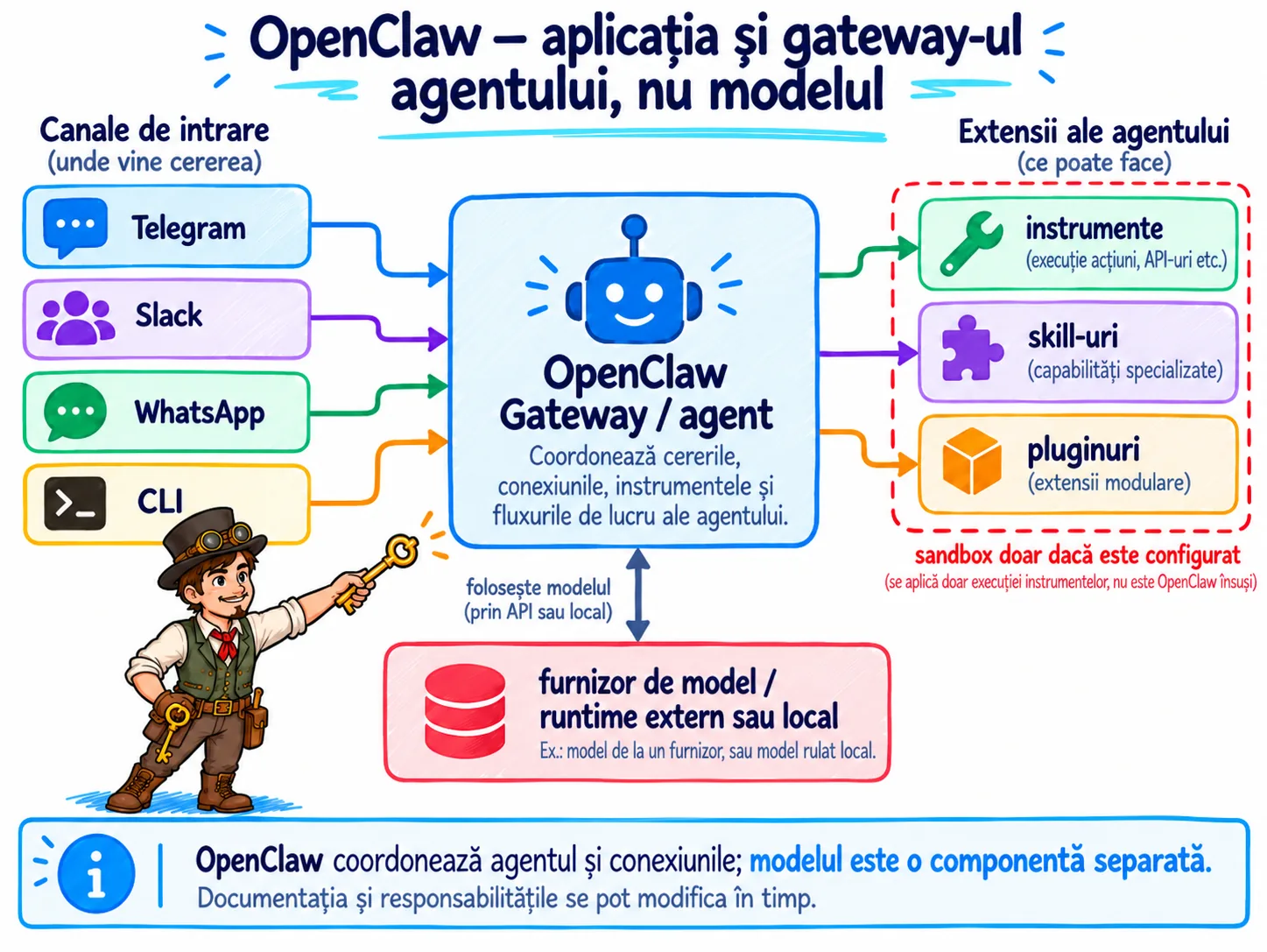 OpenClaw separat de modelul pe care îl folosește și de limita de sandbox.