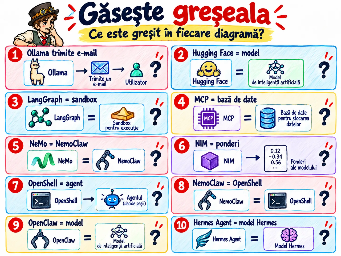 Zece arhitecturi intenționat greșite pentru exercițiul principal.